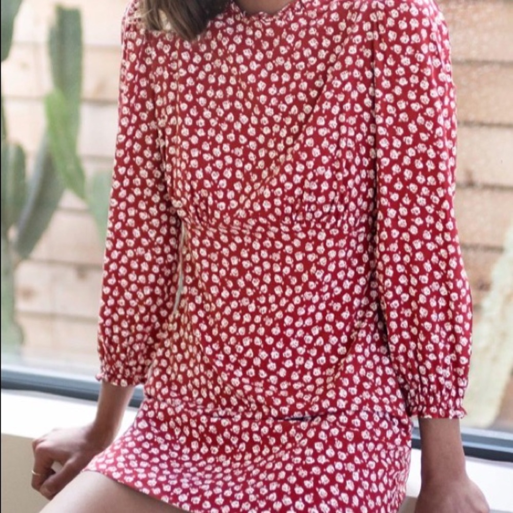 NWT Reformation red babydoll “Leora” backzip dress in Size 6